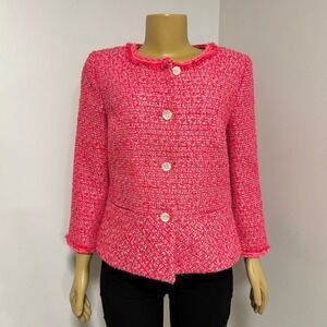 Talbots Hot Pink Tweed Peplum Jacket